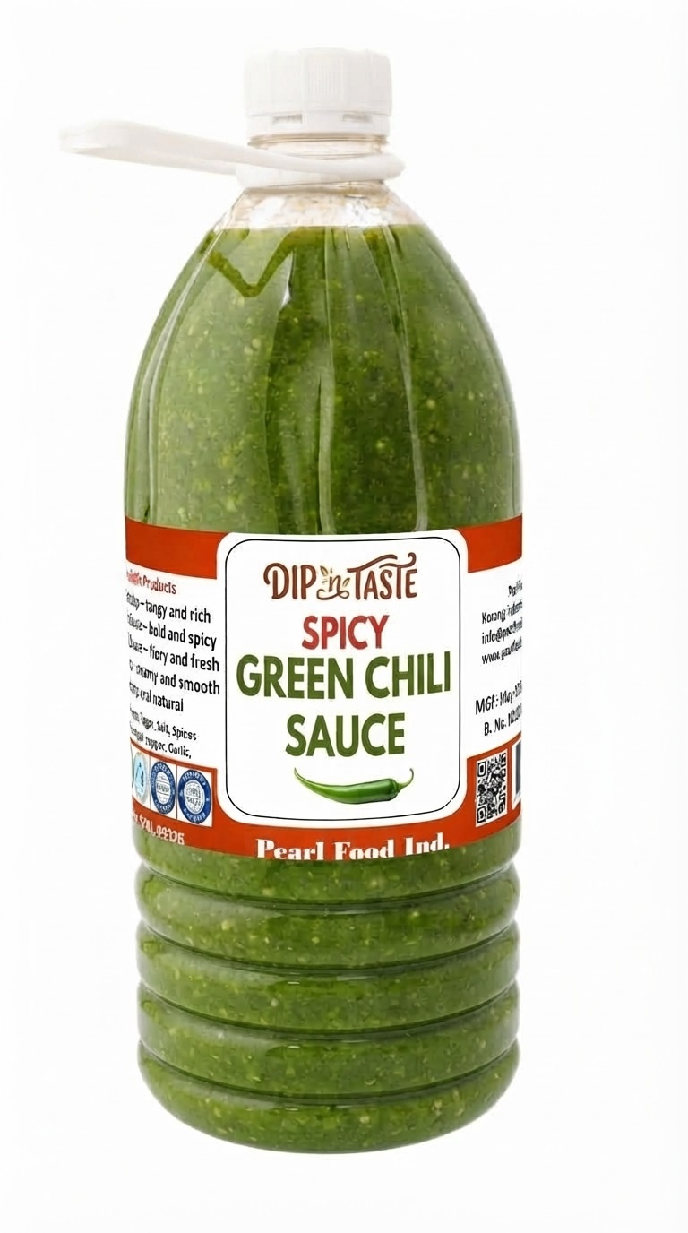 Dip N Taste Spicy Green Chili Sauce handle bottle
